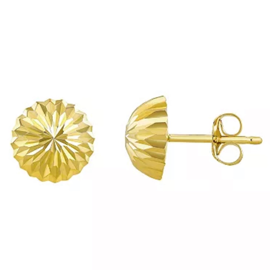 14k Yellow Gold Etched Dome Studs Dormelonas Real Gold 225$
